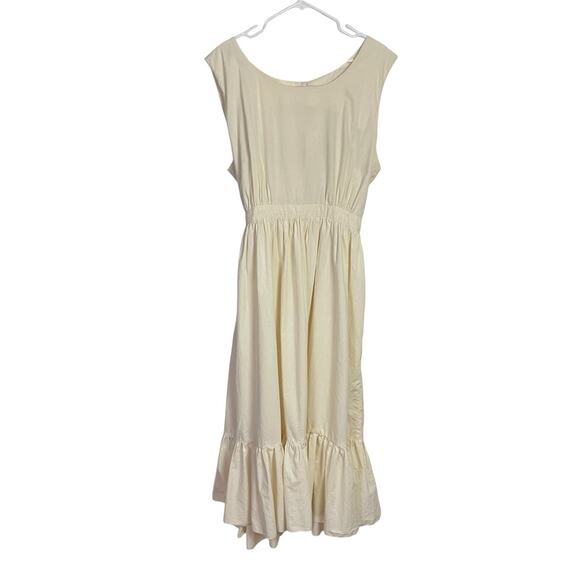 Handmade Wrap Pinafore Dress Womens L/XL Cream Muslin Sleeveless Amish Modest - Picture 1 of 6